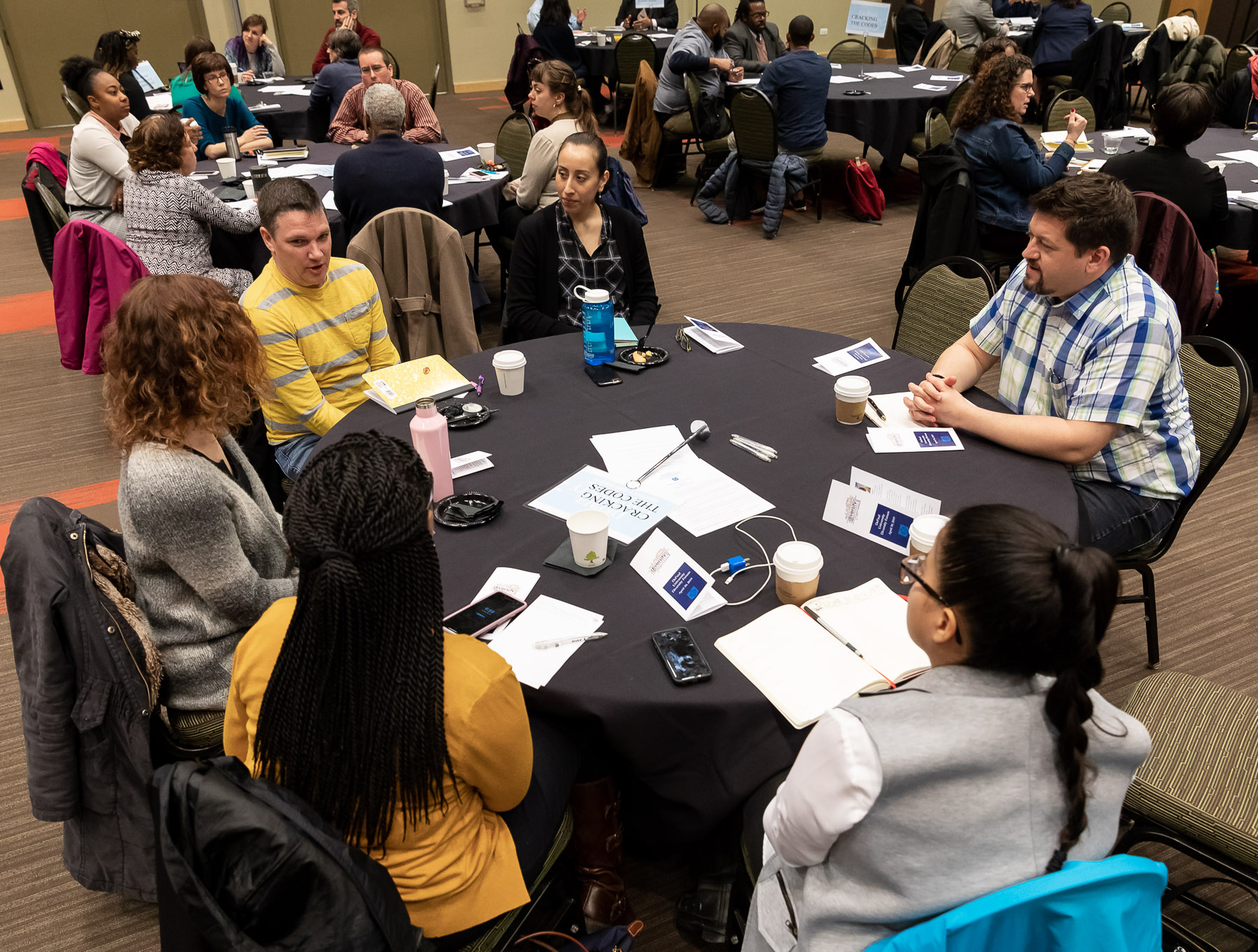Groups of faculty, staff and students took time to talk about diversity topics during the event in the Lincoln Park Student Center. (DePaul University/Jeff Carrion)